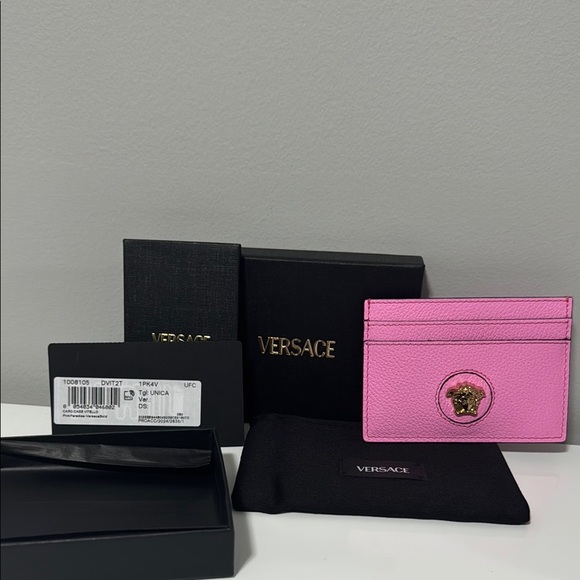 Versace Pink Leather Card Holder - Picture 1 of 4